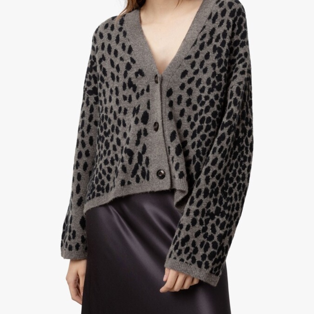 Rails Reese Dalmatian Spot Cashmere Blend Cardigan, Grey